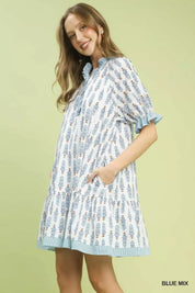 UMGEE Striped Trim Floral Tiered Mini Dress **DEBUT SALE** on Simply Obsessed