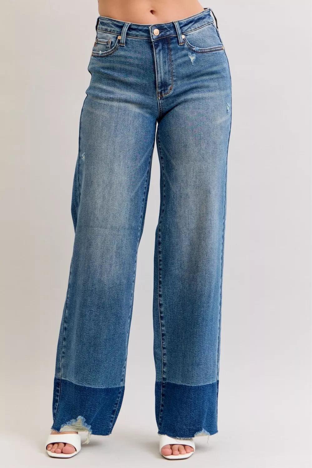 Judy Blue Raw Hem High Waist Column Straight Jeans on Simply Obsessed
