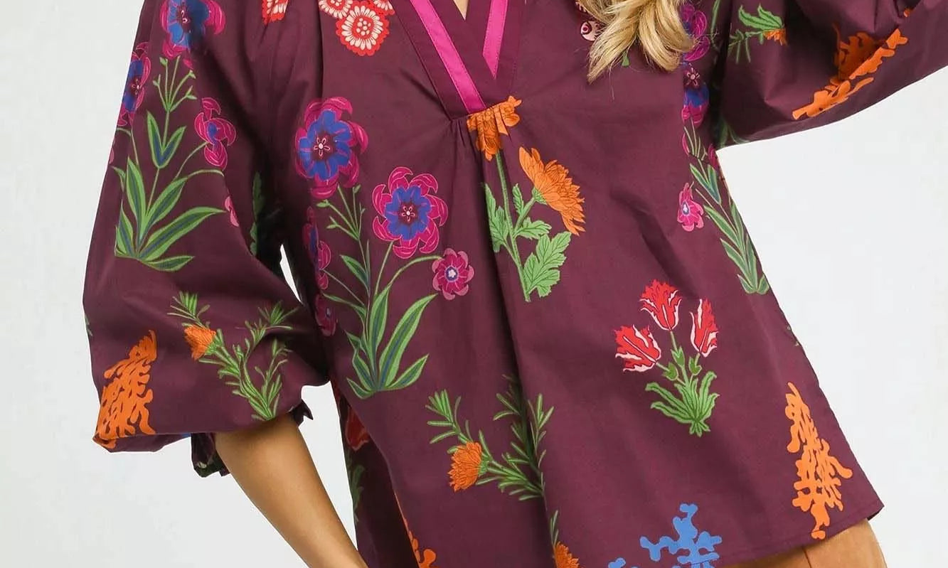 UMGEE Floral Print Flounce Sleeve Blouse on Simply Obsessed