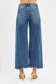 RISEN High Rise Crop Wide Leg Jeans with Step Hem on Simply Obsessed