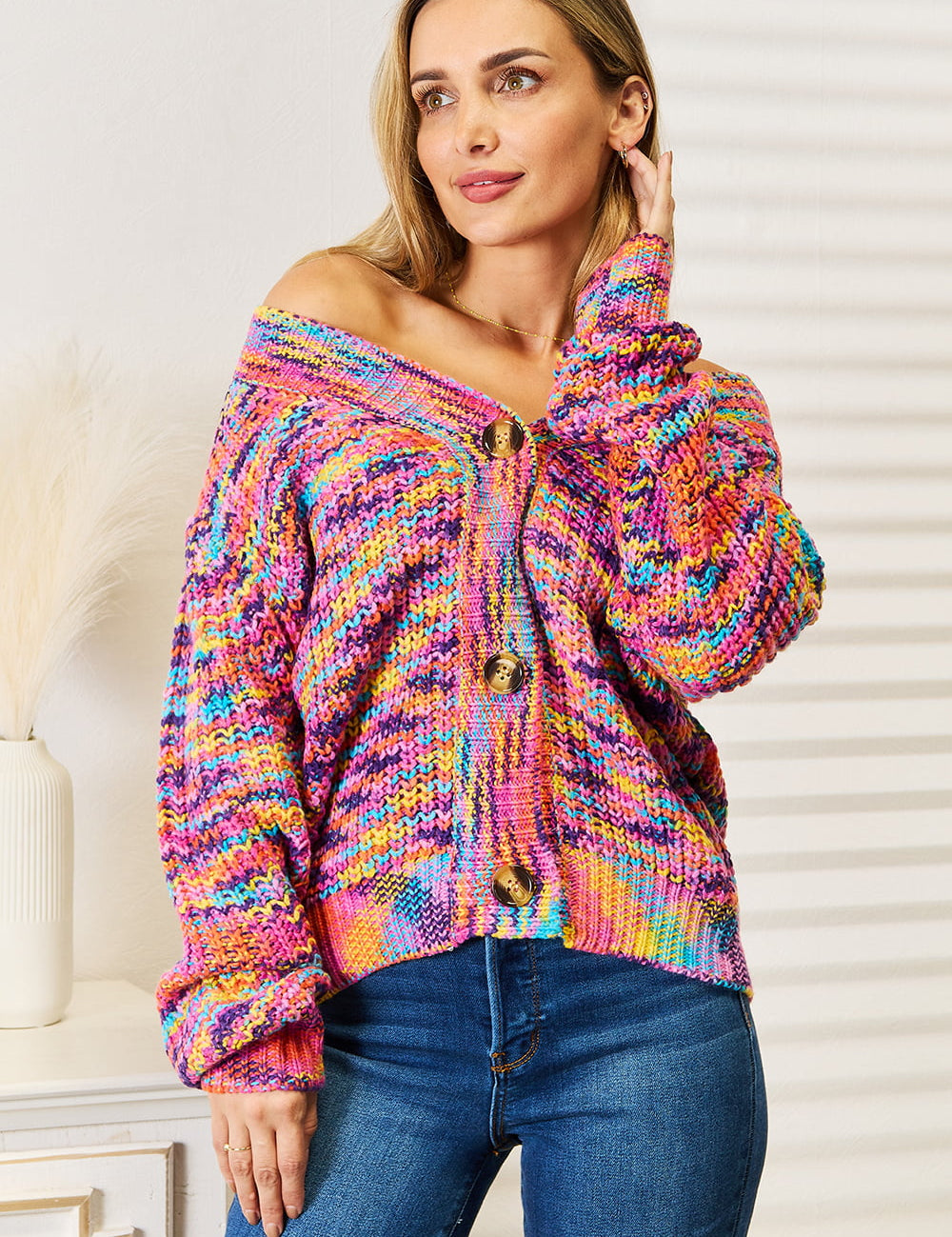 ANGEL WINGS Woven Right V-Neck Long Sleeve Cardigan. **FALL DEBUT SALE** on Simply Obsessed