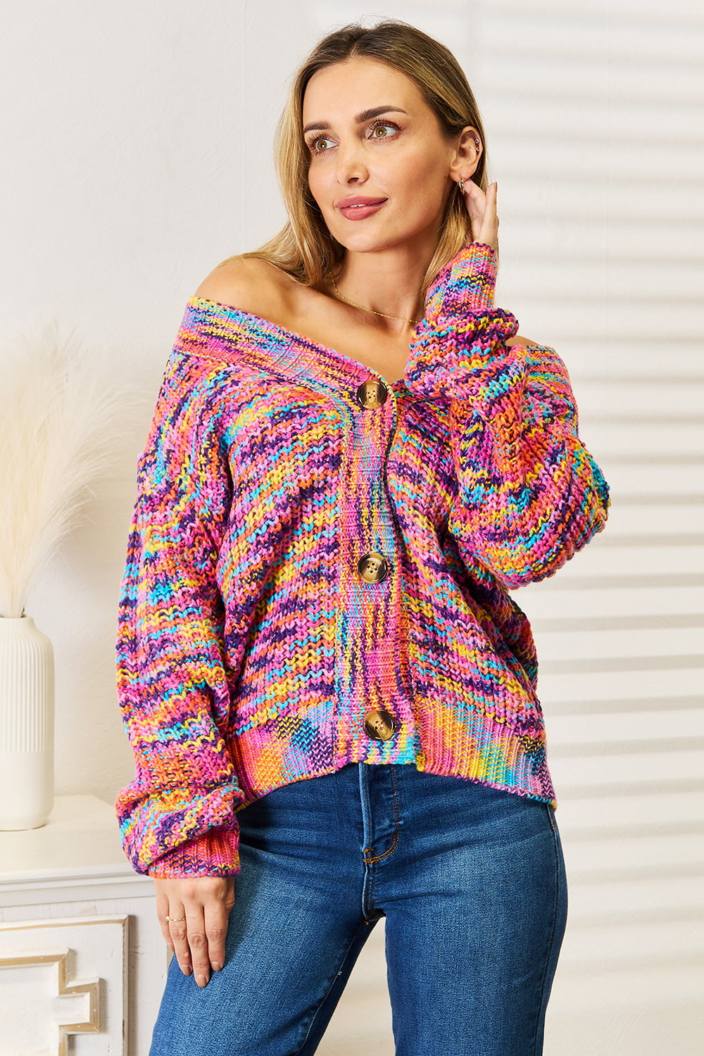 ANGEL WINGS Woven Right V-Neck Long Sleeve Cardigan. **FALL DEBUT SALE** on Simply Obsessed