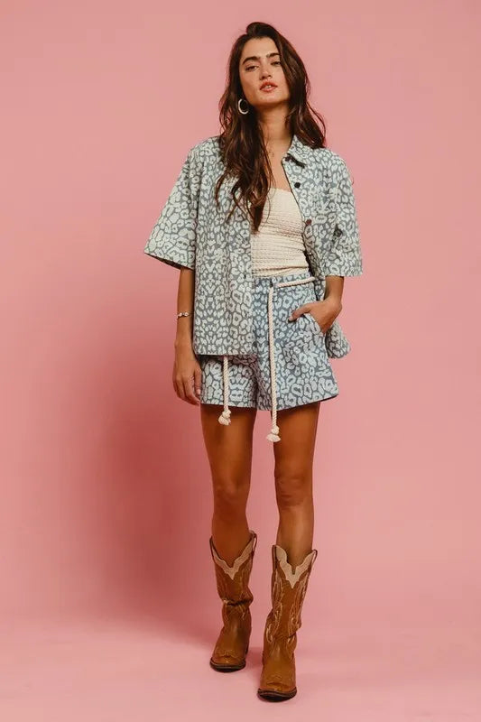 BIBI Rope Belt Leopard Shorts on Simply Obsessed