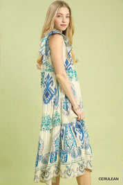 UMGEE Boho Boarder Print Ruffle Midi Dress on Simply Obsessed