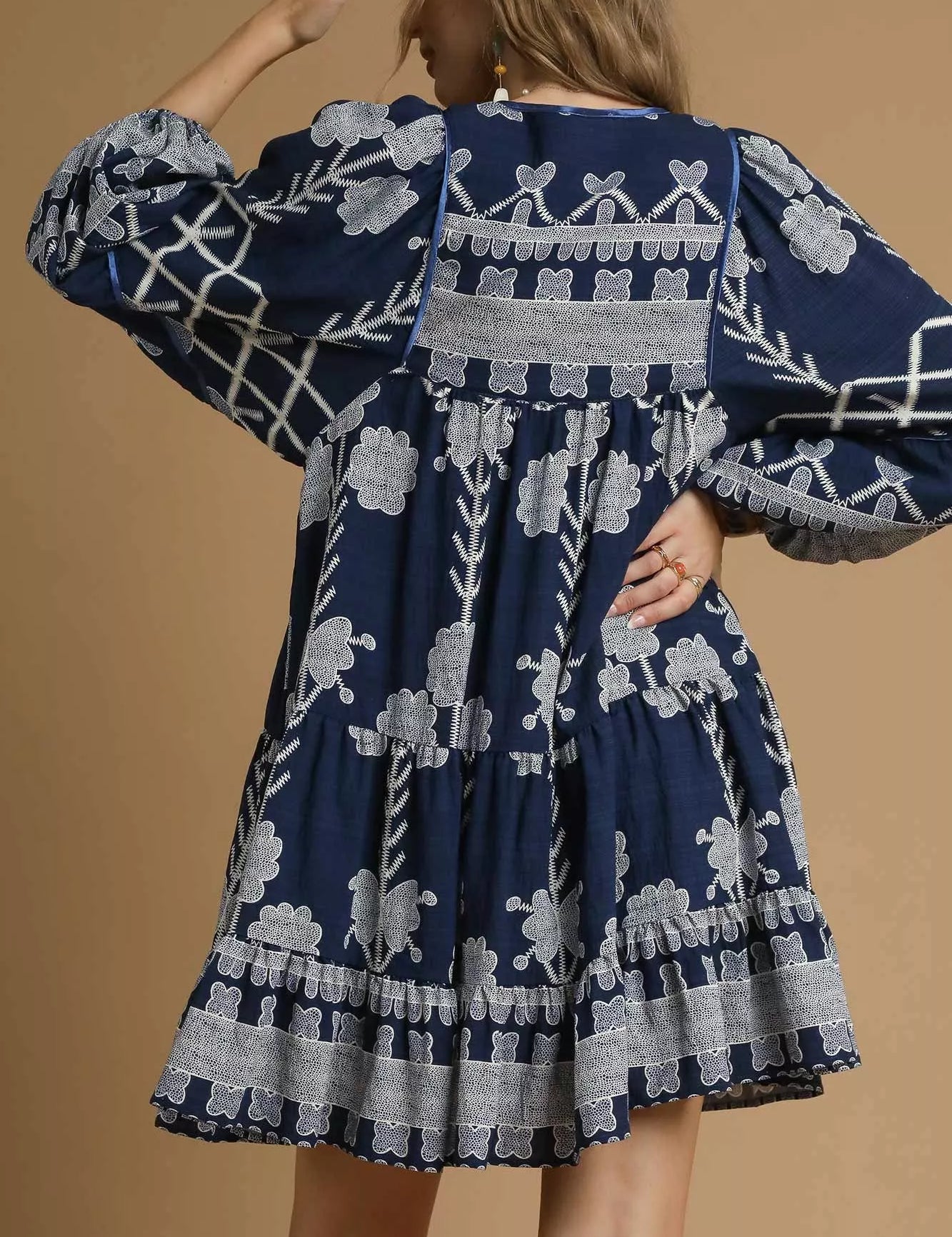 UMGEE Tribal Print Dress with Tie Neck on Simply Obsessed