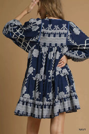 UMGEE Tribal Print Dress with Tie Neck on Simply Obsessed