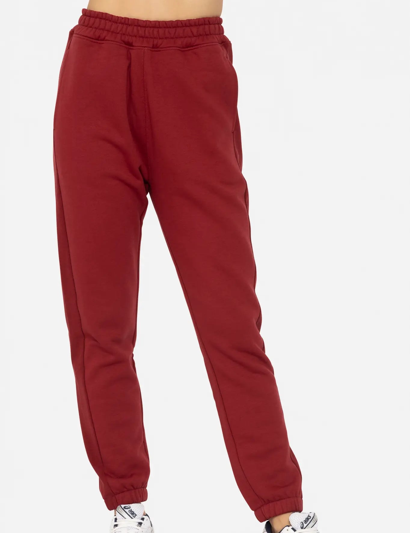 MONO B DOORBUSTER Cotton Fleece Joggers-RED VELVET on Simply Obsessed