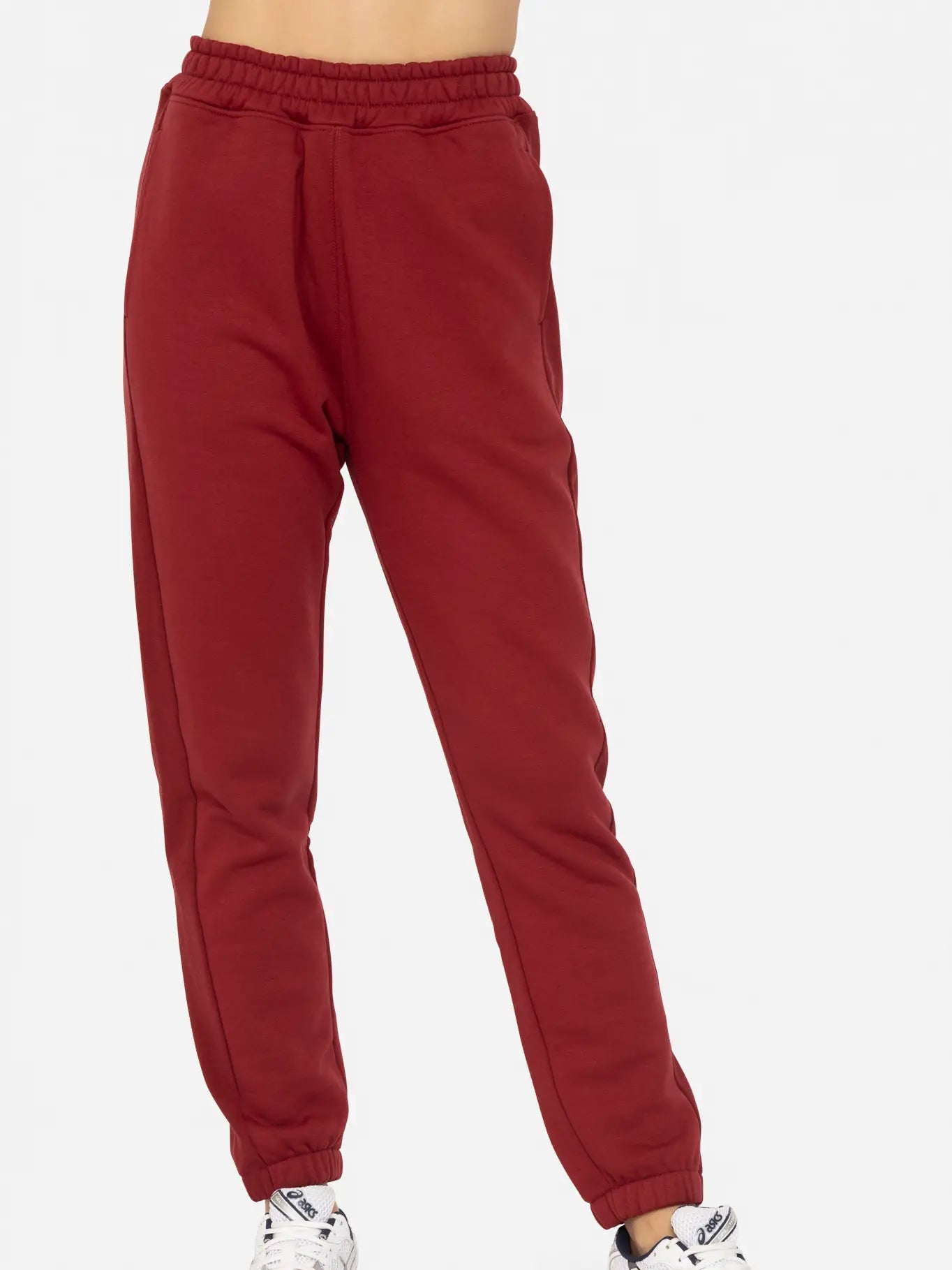 MONO B DOORBUSTER Cotton Fleece Joggers-RED VELVET on Simply Obsessed