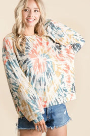 BiBi Tie Dye Print Terry Pull Over on Simply Obsessed