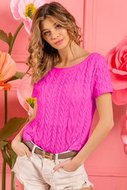 BIBI Cable Knit Short Sleeve Sweater **FALL DEBUT SALE** on Simply Obsessed