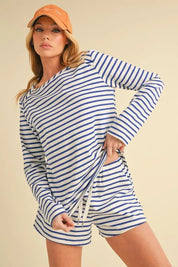 Aemi+Co Drawstring Contrast Striped Shorts on Simply Obsessed