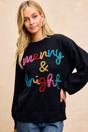 BIBI Tinsel Lettering Christmas Sweater on Simply Obsessed