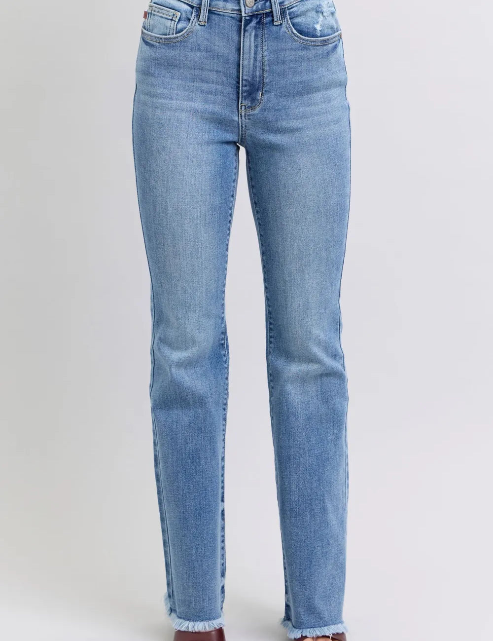Judy Blue Full Size Raw Hem High Rise Bootcut Jeans on Simply Obsessed