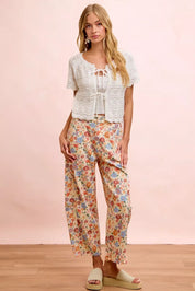 BIBI Washed Floral Printed Twill Barrel Pants **FALL DEBUT SALE** on Simply Obsessed