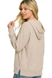 ZENANA Brushed Ribbed Hacci Hoodie Pullover on Simply Obsessed