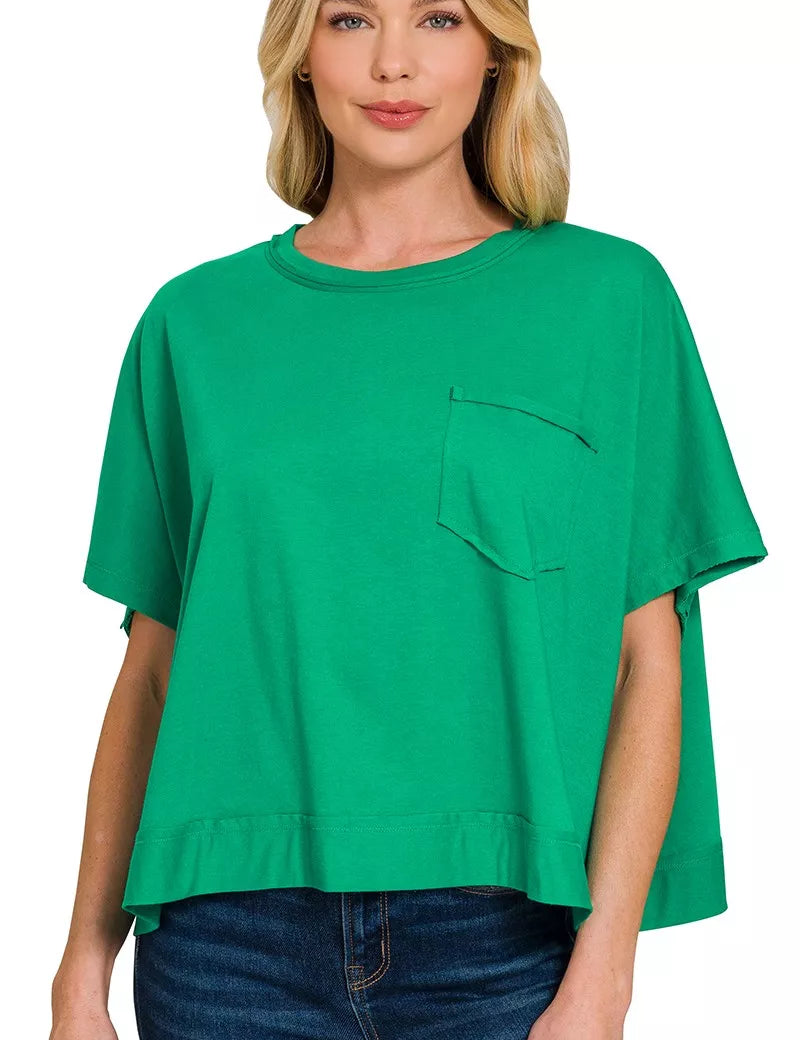 ZENANA Exposed Seam Boxy Top on Simply Obsessed