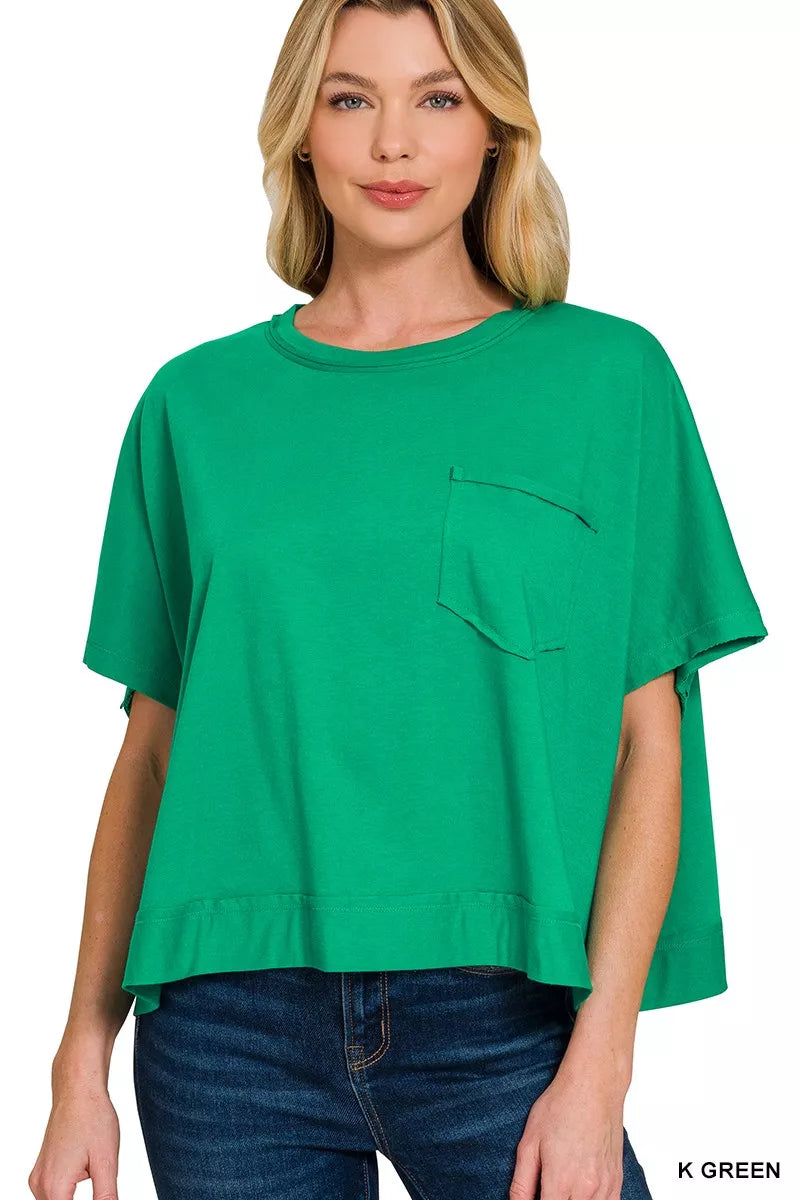 ZENANA Exposed Seam Boxy Top on Simply Obsessed