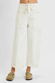 RISEN Full Size High Rise Crop Wide Barrel Cargo Pocket Jeans Plus Size on Simply Obsessed