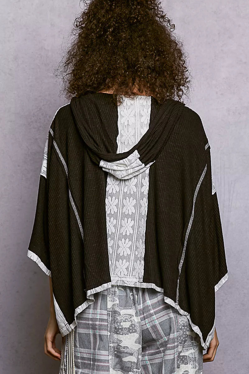 POL Short Sleeve Hoodie Top with Lace Detail on Simply Obsessed