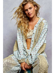 POL Balloon Sleeve Lace Floral Knit Jacket on Simply Obsessed