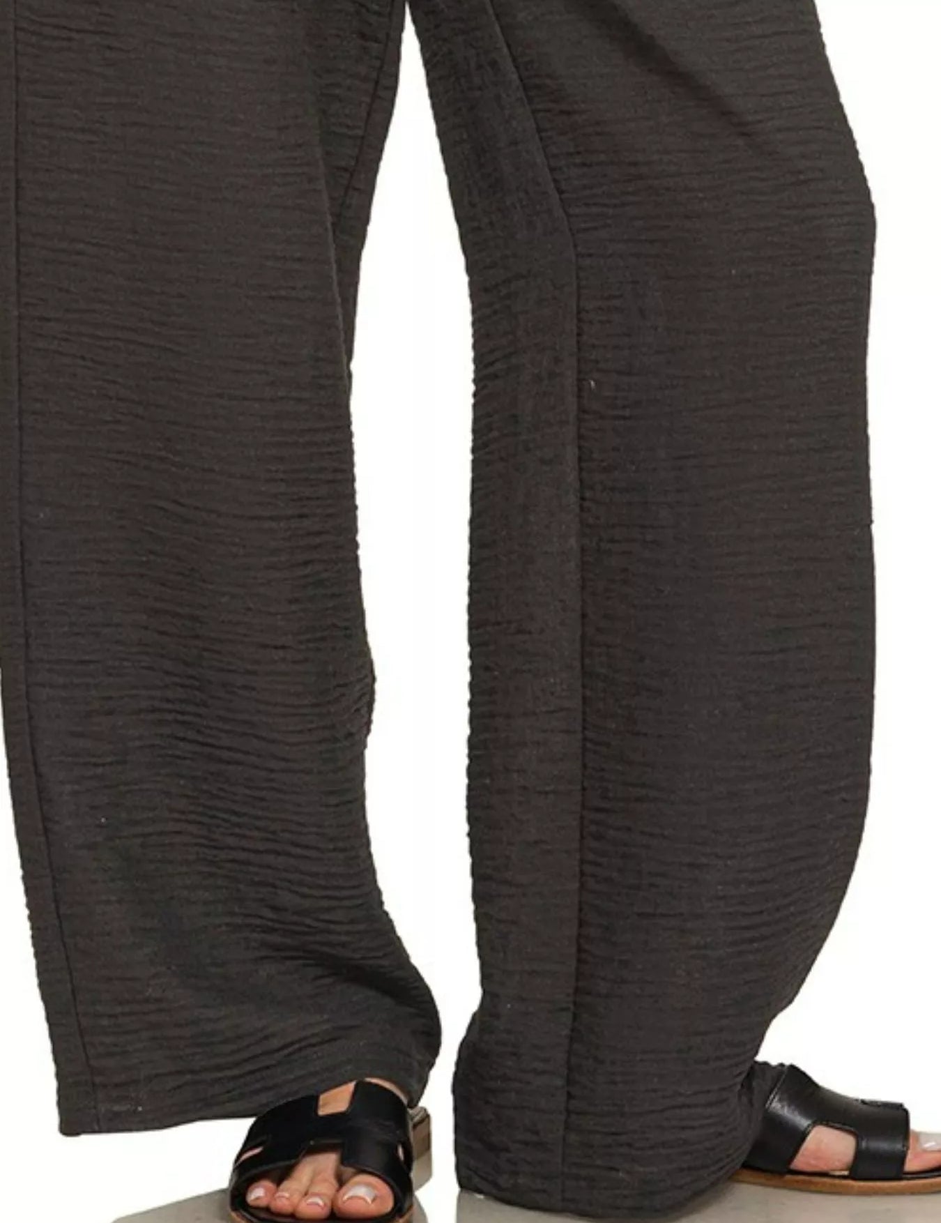 ZENANA Woven Crepe Elastic Band Pants on Simply Obsessed