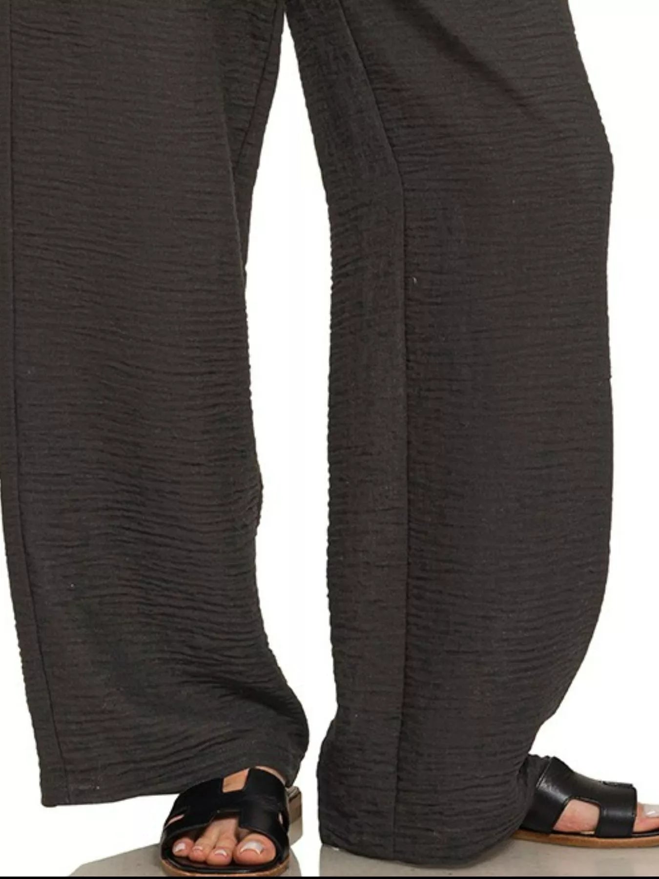 ZENANA Woven Crepe Elastic Band Pants on Simply Obsessed