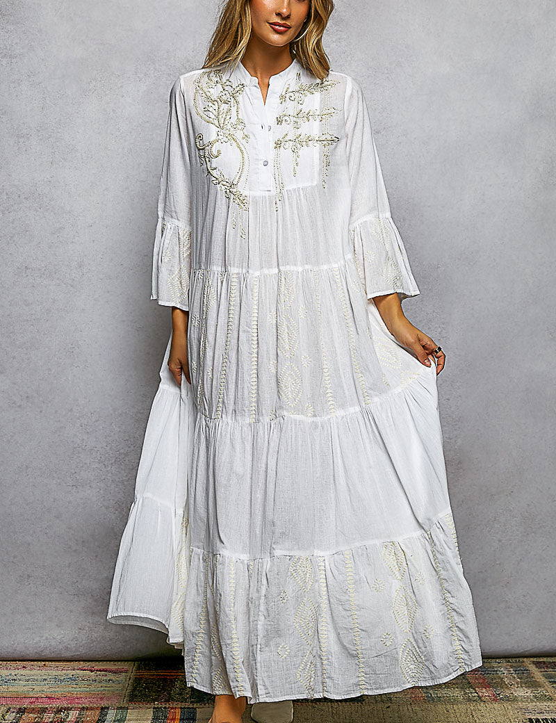 POL Embroidered Floral Tiered Maxi Dress **DOORBUSTER** on Simply Obsessed