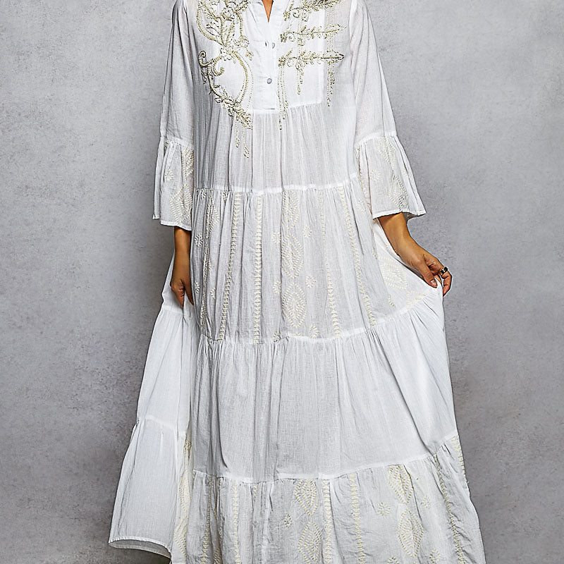 POL Embroidered Floral Tiered Maxi Dress **DOORBUSTER** on Simply Obsessed