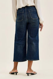 JUDY BLUE High Waist Wide Crop Utility Jeans with Patch Pocket on Simply Obsessed