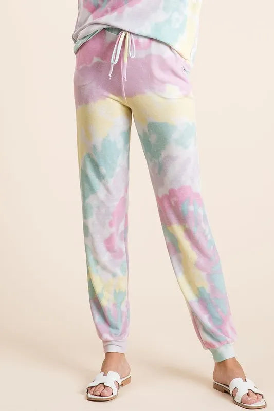 BiBi Tie Dye French Terry Casual Pants on Simply Obsessed