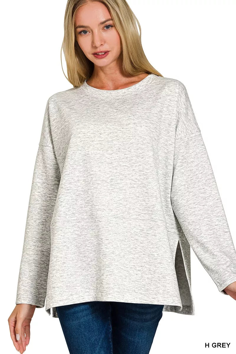 Zenana Scuba Side Slit Top and Pants Set on Simply Obsessed