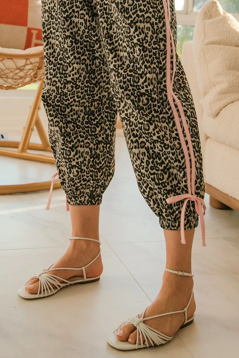 BIBI Leopard Prtins With Side Line Details Drawstrings on Simply Obsessed