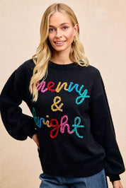 BIBI Tinsel Lettering Christmas Sweater on Simply Obsessed