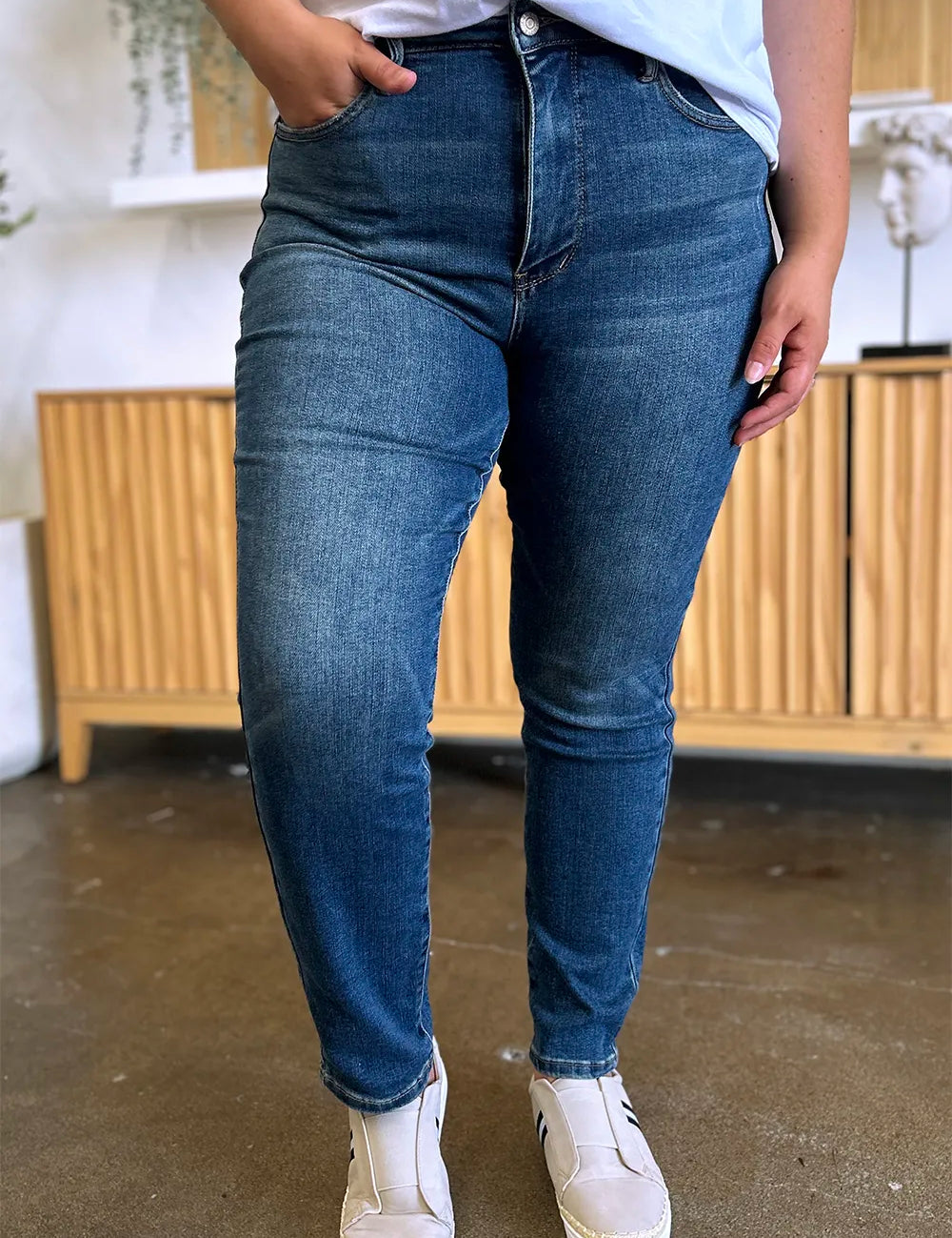 JUDY BLUE Full Size Tummy Control High Waist Slim Jeans on Simply Obsessed