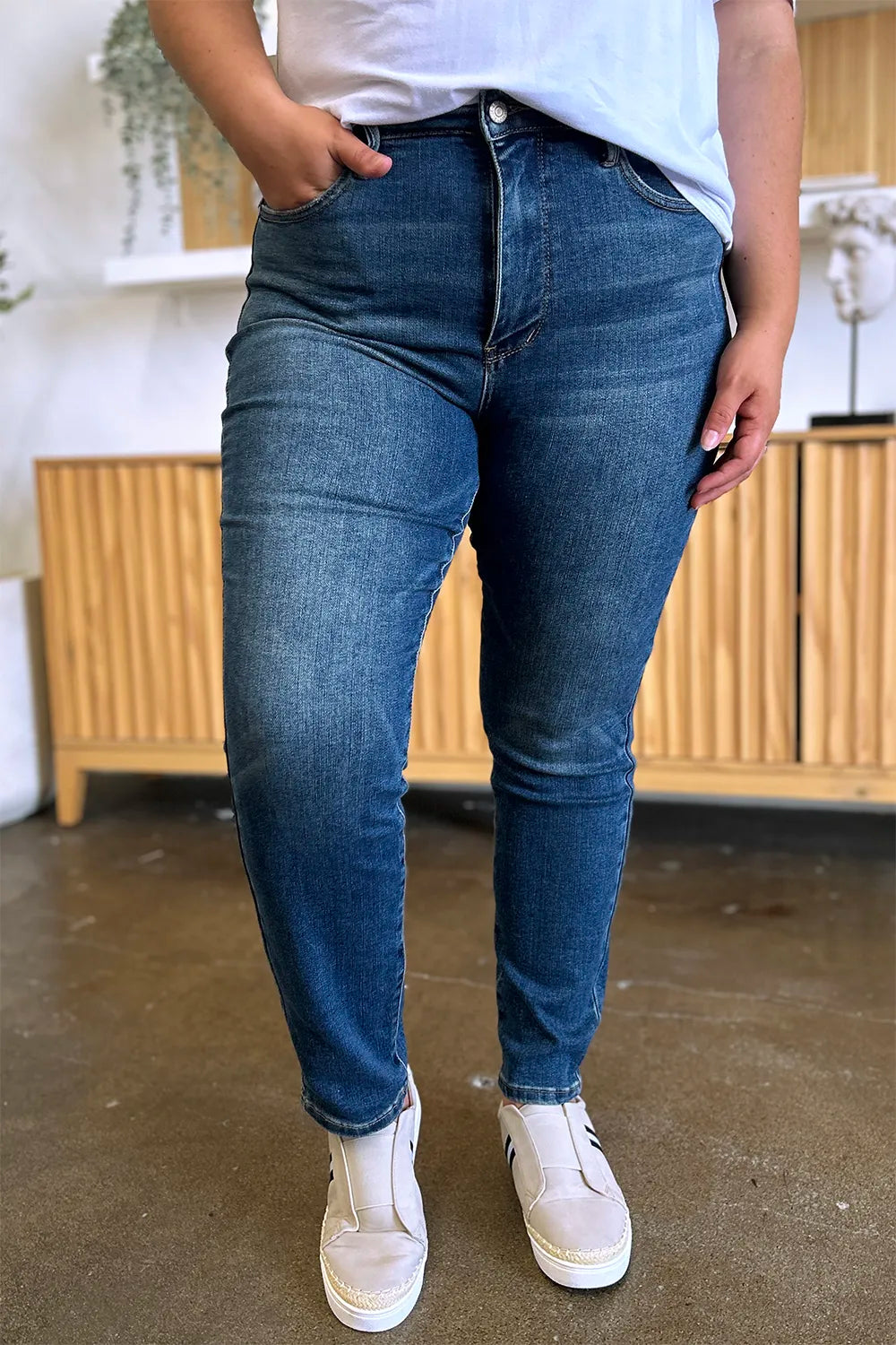 JUDY BLUE Full Size Tummy Control High Waist Slim Jeans on Simply Obsessed