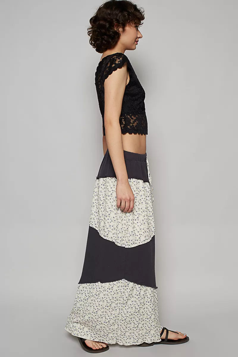 POL Contrast Floral Drawstring Wide Leg Pants on Simply Obsessed