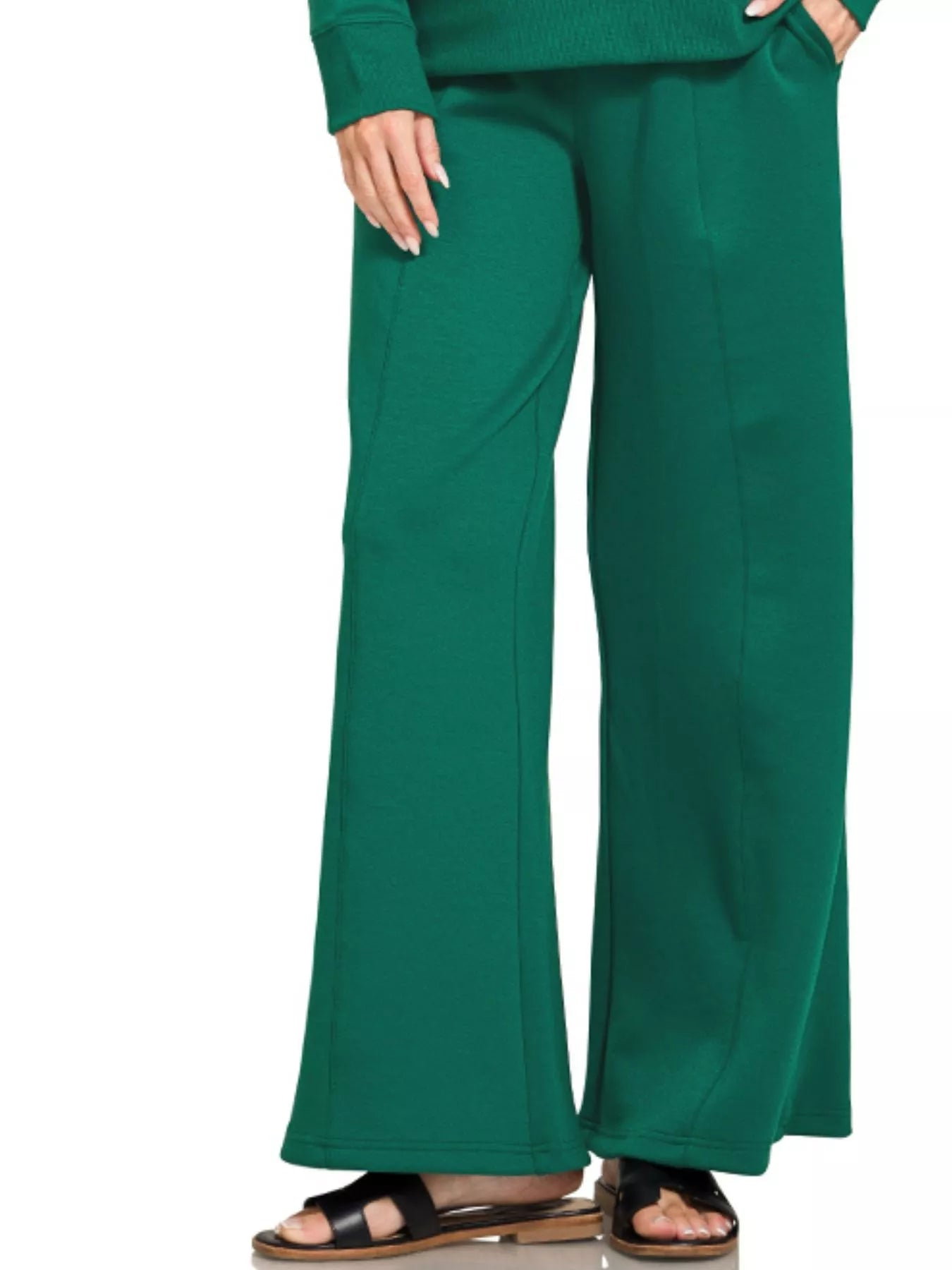 ZENANA Scuba Collared Pullover and Pants Set on Simply Obsessed