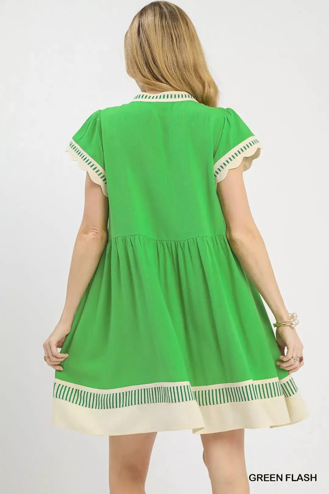 UMGEE Linen Color Block Flutter Sleeve Dress **DEBUT SALE** on Simply Obsessed