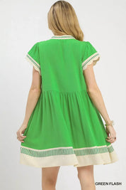 UMGEE Linen Color Block Flutter Sleeve Dress **DEBUT SALE** on Simply Obsessed