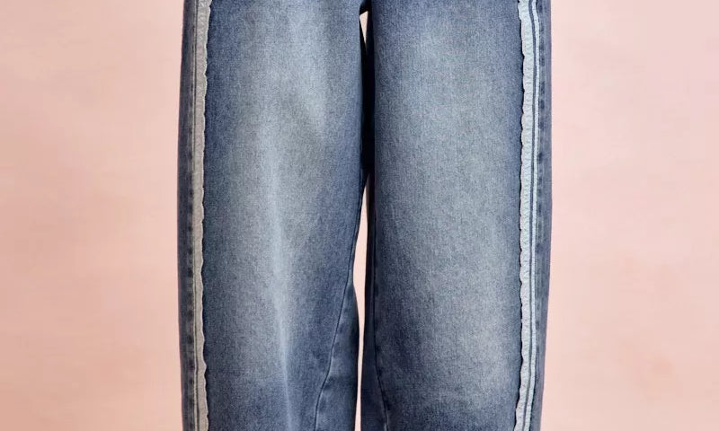 BIBI Washed Lace Contrast Sided Jeans on Simply Obsessed