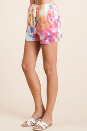 BiBi Tie Dye French Terry Casual Shorts on Simply Obsessed