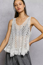 POL Crochet Fringe Hem Tank Top on Simply Obsessed