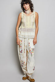 POL V-Neck Crochet Sweater Vest with Lace Trim on Simply Obsessed