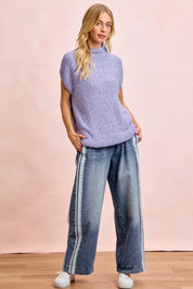 BIBI Washed Lace Contrast Sided Jeans on Simply Obsessed
