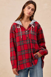 BIBI Brushed Plaid Hooded Jacket on Simply Obsessed