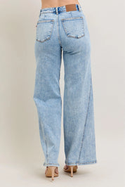 Judy Blue Full Size High Waist Wide Leg Jeans with Skewed Inseam Plus Size on Simply Obsessed