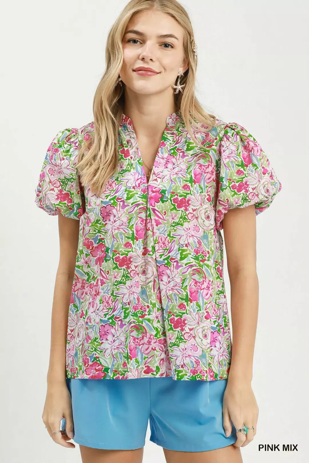UMGEE Floral Puff Sleeve Blouse on Simply Obsessed
