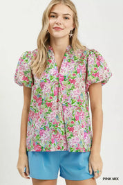 UMGEE Floral Puff Sleeve Blouse on Simply Obsessed