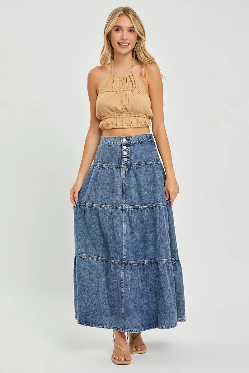 RISEN High Rise Ruffle Long Skirts on Simply Obsessed