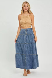 RISEN High Rise Ruffle Long Skirts on Simply Obsessed